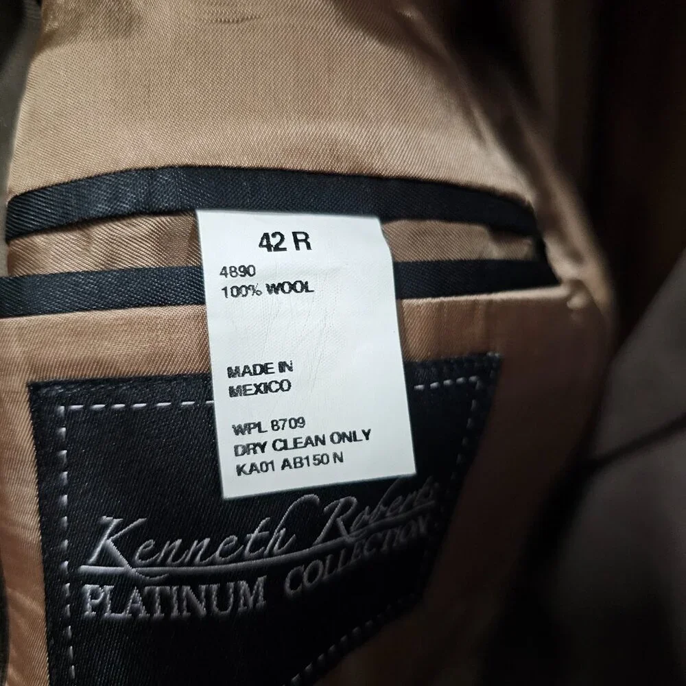 Kenneth Roberts 42R Brown Solid 2-Button Sport Coat Blazer Jacket T192